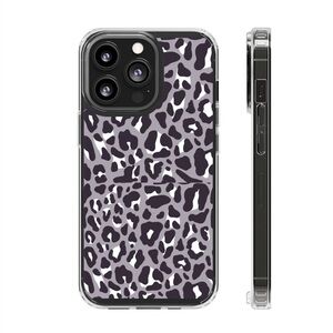 Leopard Print Phone Case - Black and Gray